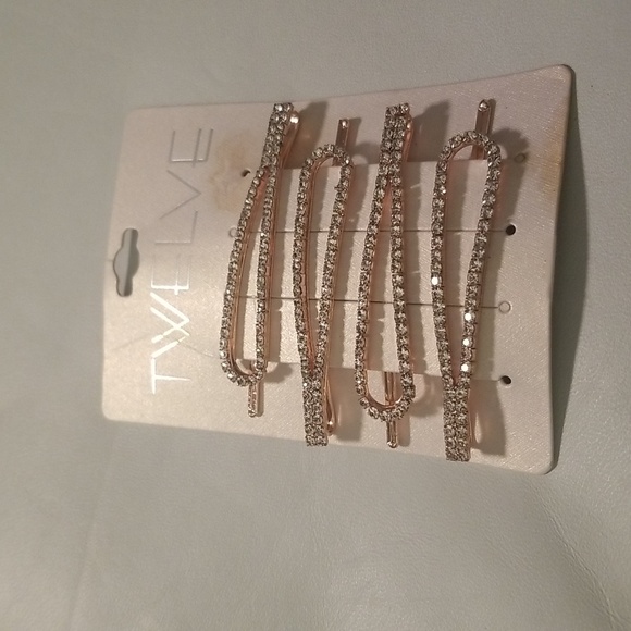Twelve by Twelve Accessories - Women's Twelve Hair Accessories; Gold Rhinestones Hair Clips; 3 Inches; NWOT